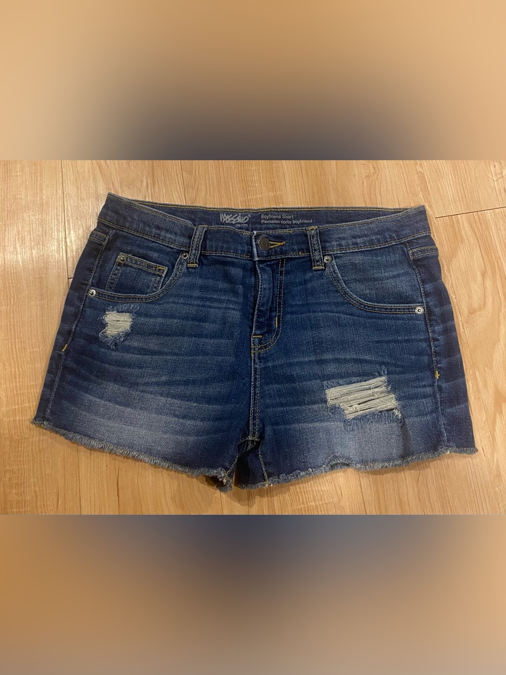 Mossimo Dark Blue Distressed Denim Cutoff Shorts